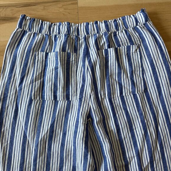 NWT LOFT Womens Emory Taper Pants in Striped Linen Blend Blue White Size XLT - Picture 8 of 9